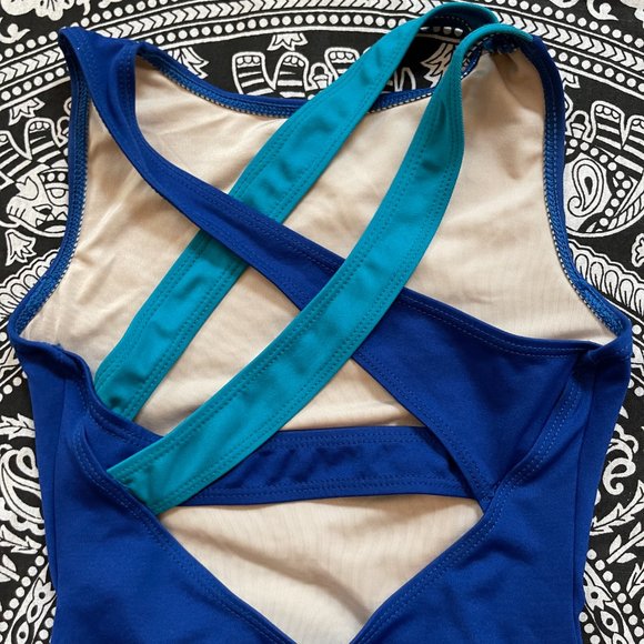 Capezio Blue/ Turquoise Leotard with strappy back Size A16 (large 12-14) - Picture 3 of 4